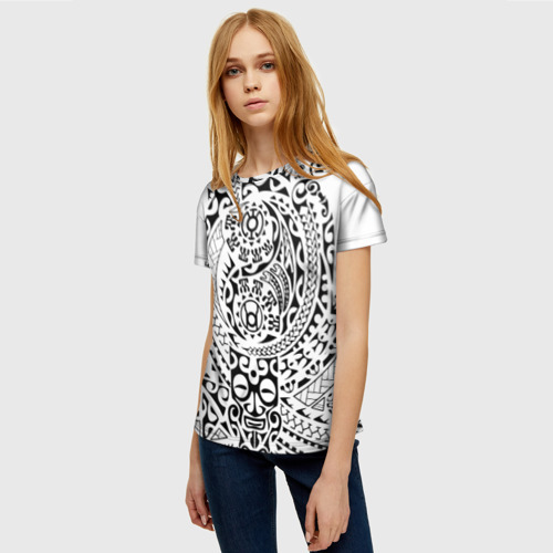 Женская футболка 3D Узор на белом, цвет 3D печать - фото 3