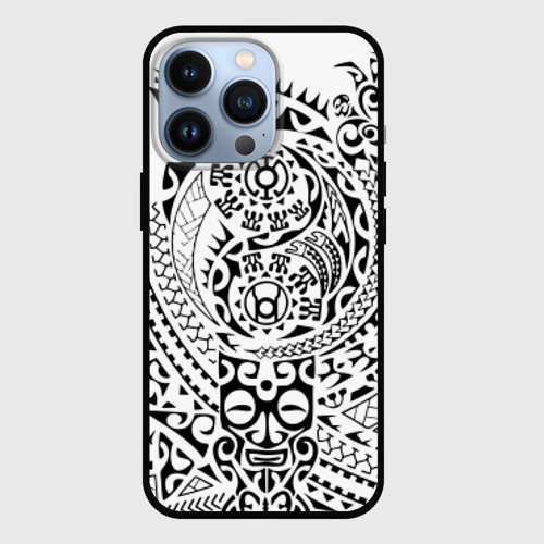 Чехол для iPhone 13 Pro Узор на белом, цвет черный
