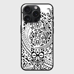 Чехол силиконовый для Apple iPhone 15 Pro матовый Тату полинезия