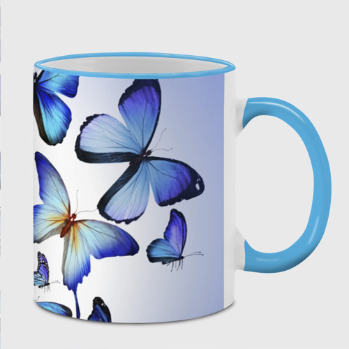 Кружка с полной запечаткой Бабочки, цвет Кант небесно-голубой