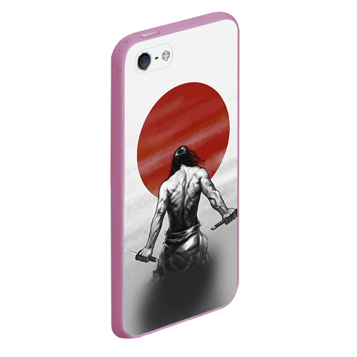 Чехол для iPhone 5/5S матовый Самурай 1, цвет розовый - фото 3