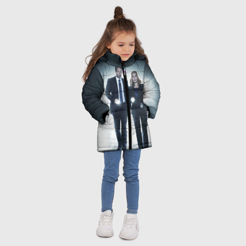 Зимняя куртка для девочек 3D Малдер и Скалли, цвет светло-серый - фото 5