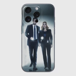 Чехол для iPhone 15 Pro Max силиконовый с защитой камеры Малдер и Скалли