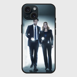 Чехол силиконовый для Apple iPhone 15 матовый Малдер и Скалли