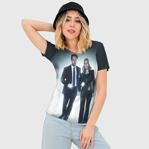 Женская футболка 3D Slim Малдер и Скалли, цвет 3D печать - фото 3