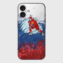 Чехол для iPhone 16 силиконовый с защитой камеры Хоккей