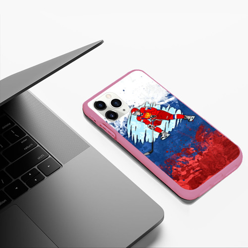 Чехол для iPhone 11 Pro Max матовый Хоккей, цвет малиновый - фото 5