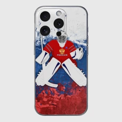 Чехол для iPhone 15 Pro силиконовый с защитой камеры Хоккей 1