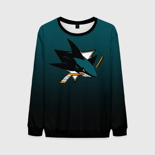 Мужской свитшот 3D с принтом Сан-Хосе Шаркс, вид спереди #2