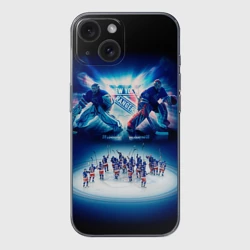 Чехол для iPhone 15 силиконовый с защитой камеры Нью-Йорк Рейнджерс