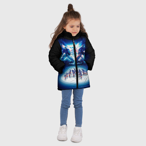 Зимняя куртка для девочек 3D с принтом Нью-Йорк Рейнджерс, вид сбоку #3