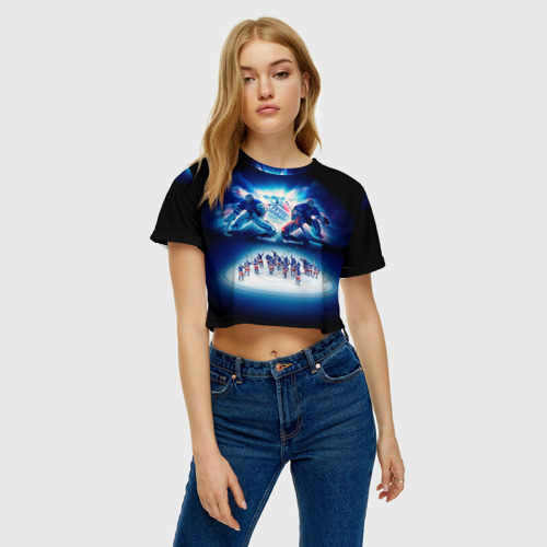 Женская футболка Crop-top 3D Нью-Йорк Рейнджерс, цвет 3D печать - фото 3