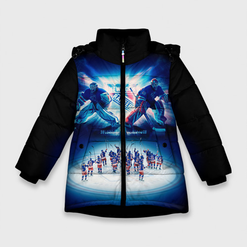 Зимняя куртка для девочек 3D с принтом Нью-Йорк Рейнджерс, вид спереди #2