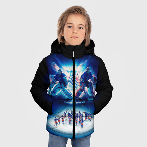 Зимняя куртка для мальчиков 3D с принтом Нью-Йорк Рейнджерс, фото на моделе #1