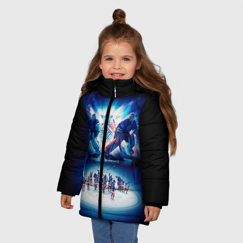 Зимняя куртка для девочек 3D с принтом Нью-Йорк Рейнджерс, фото на моделе #1
