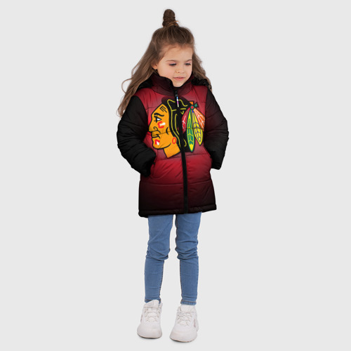 Зимняя куртка для девочек 3D Чикаго Блэкхоукс, цвет черный - фото 5