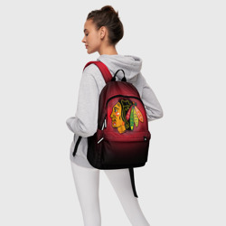 Рюкзак с принтом Чикаго Блэкхоукс для любого человека, вид спереди №4. Цвет основы: белый