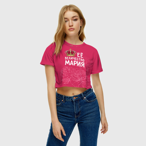 Женская футболка Crop-top 3D Её величество Мария, цвет 3D печать - фото 3