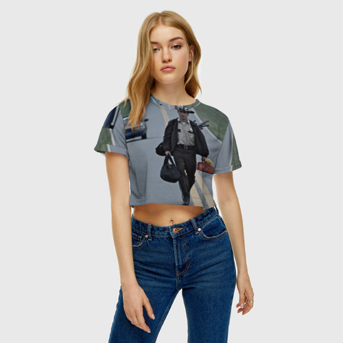 Женская футболка Crop-top 3D Рик Граймс - фото 3