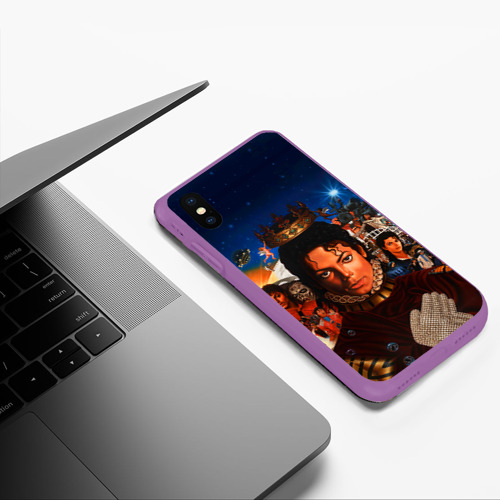 Чехол для iPhone XS Max матовый Michael Jackson, цвет фиолетовый - фото 5