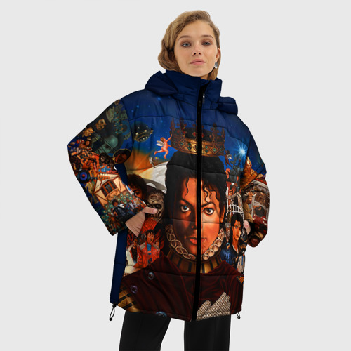 Женская зимняя куртка Oversize Michael Jackson, цвет черный - фото 3