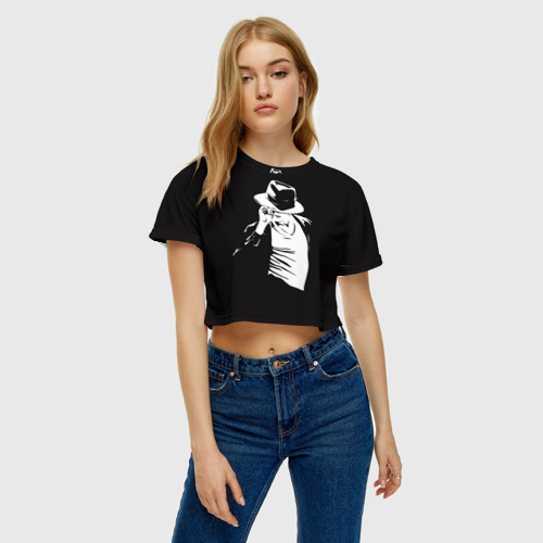 Женская футболка Crop-top 3D Michael Jackson, цвет 3D печать - фото 3