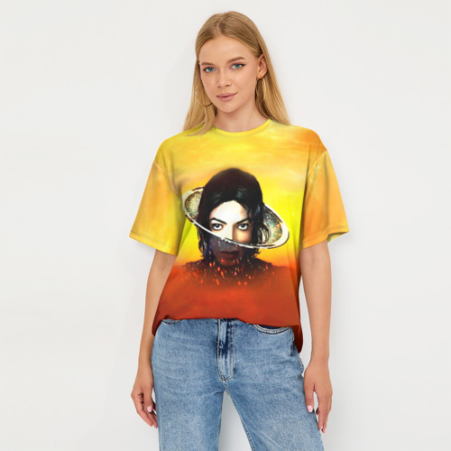 Женская футболка oversize 3D Michael Jackson, цвет 3D печать - фото 5