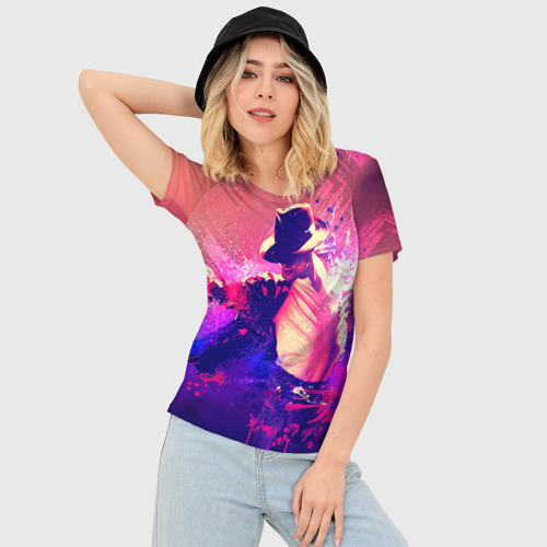 Женская футболка 3D Slim Michael Jackson, цвет 3D печать - фото 3