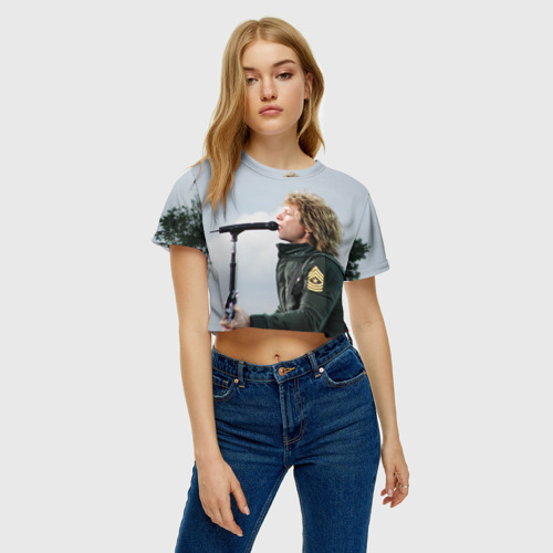 Женская футболка Crop-top 3D BON JOVI, цвет 3D печать - фото 4