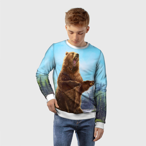 Детский свитшот 3D Русский медведь, цвет 3D печать - фото 3