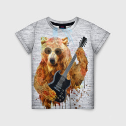 Детская футболка 3D Медведь с гитарой