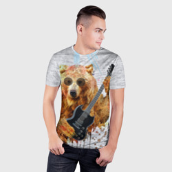 Мужская футболка 3D Slim Медведь с гитарой - фото 2