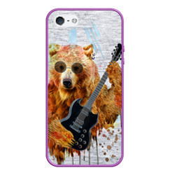 Чехол для iPhone 5/5S матовый Медведь с гитарой