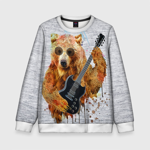 Детский свитшот 3D Медведь с гитарой, цвет 3D печать