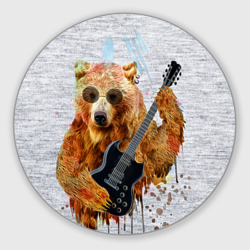 Круглый коврик для мышки Медведь с гитарой