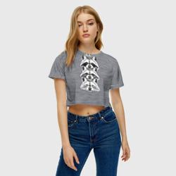 Женская футболка Crop-top 3D Еноты - фото 2