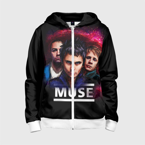 Детская толстовка 3D на молнии Muse, цвет белый