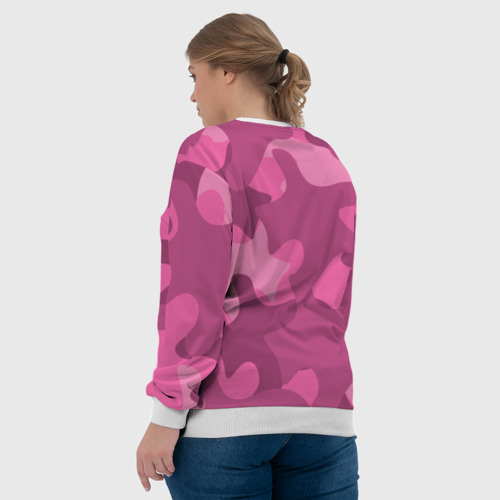 Женский свитшот 3D Розовый камуфляж, цвет 3D печать - фото 7