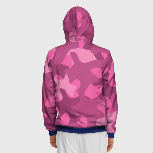 Мужская толстовка 3D на молнии Розовый камуфляж, цвет синий - фото 4