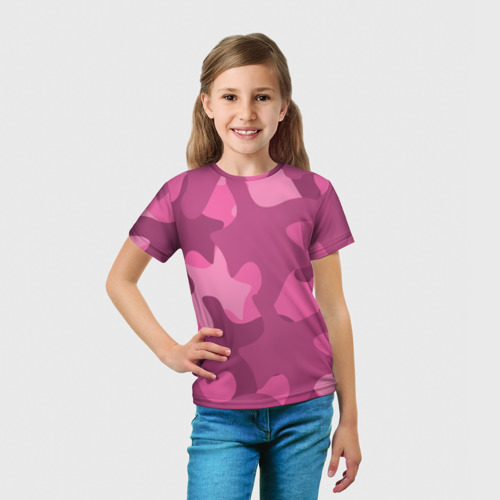 Детская футболка 3D Розовый камуфляж, цвет 3D печать - фото 5