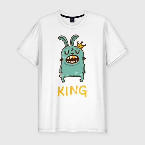 Мужская приталенная футболка из хлопка с принтом King, вид спереди №1