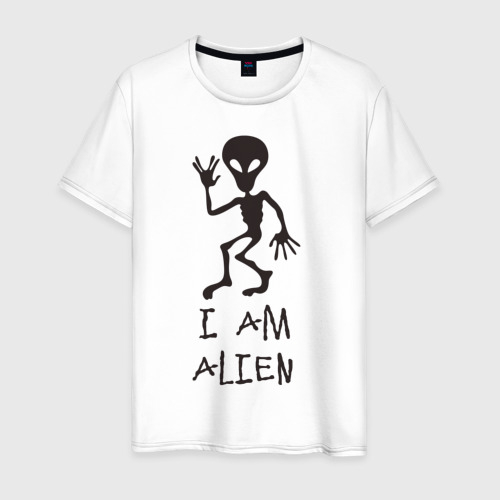 Мужская футболка из хлопка с принтом Alien, вид спереди №1