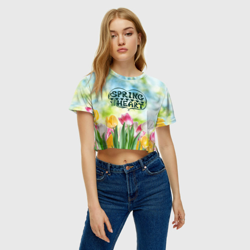 Женская футболка Crop-top 3D Весна в моем сердце, цвет 3D печать - фото 3