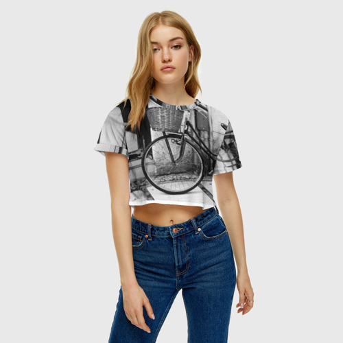 Женская футболка Crop-top 3D Велосипед, цвет 3D печать - фото 3