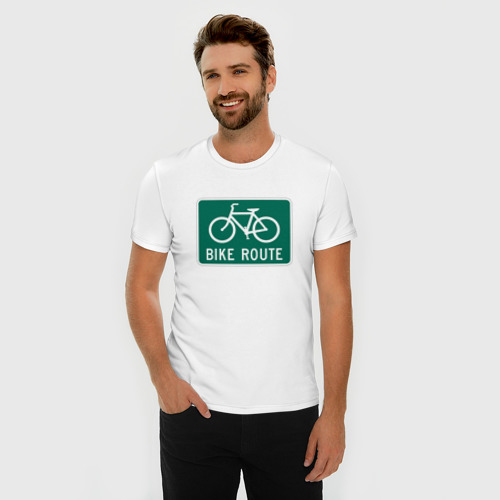 Мужская футболка хлопок Slim Дорога для велосипедистов - фото 3
