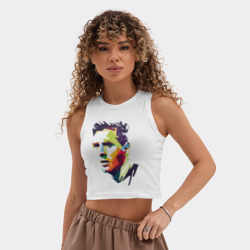 Женская укороченная майка-топ хлопок Леонель Месси - фото 2