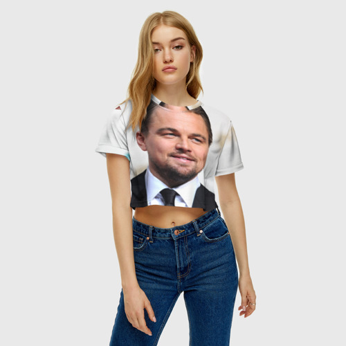 Женская футболка Crop-top 3D Leonardo Dicaprio, цвет 3D печать - фото 3