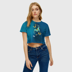Женская футболка Crop-top 3D Бабочки - фото 2