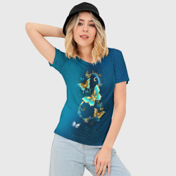 Женская футболка 3D Slim Бабочки - фото 2