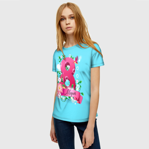 Женская футболка 3D Восьмерка и колибри, цвет 3D печать - фото 3